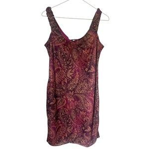 Y2K Paisley Boho Print Purple Dress Large